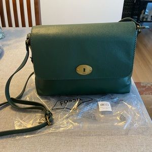 NWOT Leather Fossil Crossbody Bag - Pine Green